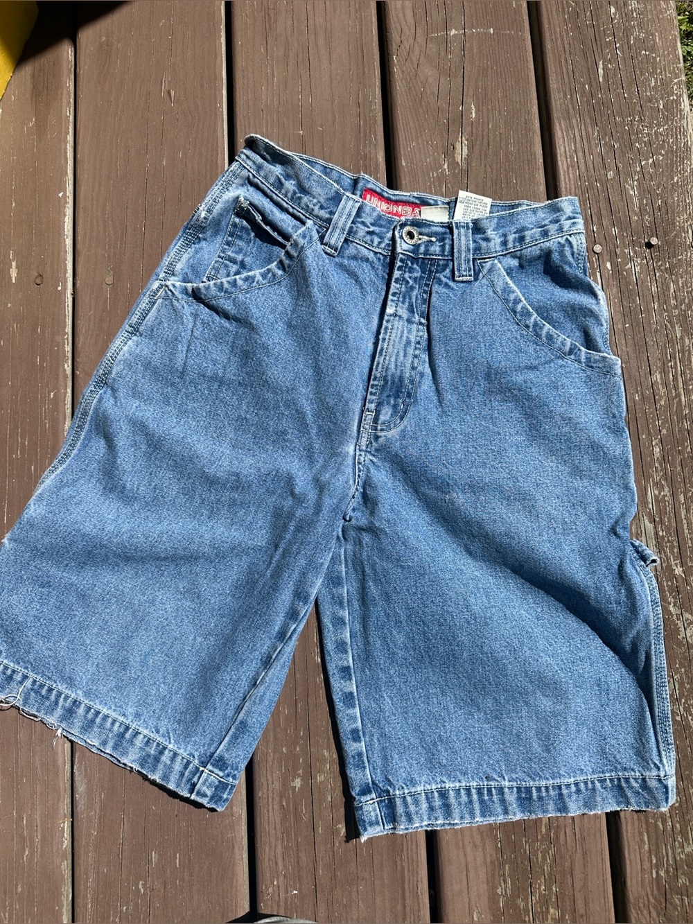 UNIONBAY Light Blue Denim Shorts with Red Logo Tag - Picture 1 of 6